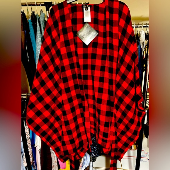 Global Chic from Iman red & black PONCHO    PRICE DROP - Picture 1 of 4